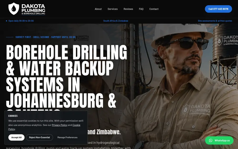 Dakota Boreholes website screenshot